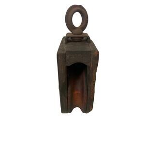 Vintage Antique Barn Pulley Iron and Wooden Large Barn Pulley, Rustic Decor